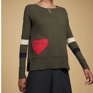 LISA TODD OLIVE GREEN HEARTTHROB SWEATER. NWT. SZ M